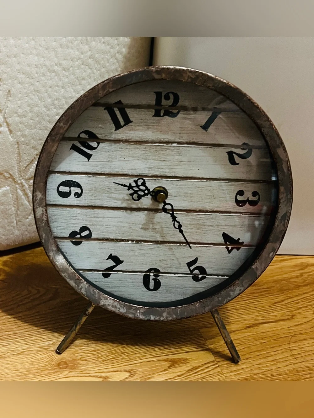 Rustic White and Brown Table Clock - Decorative Home Wall Decor